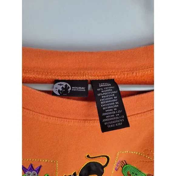 Holiday Editions Orange Halloween Large L Sweater - Picture 4 of 5